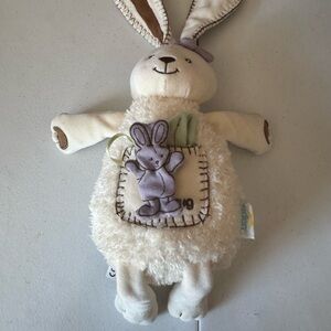 Cream and Purple Stuffed Bunny Toy